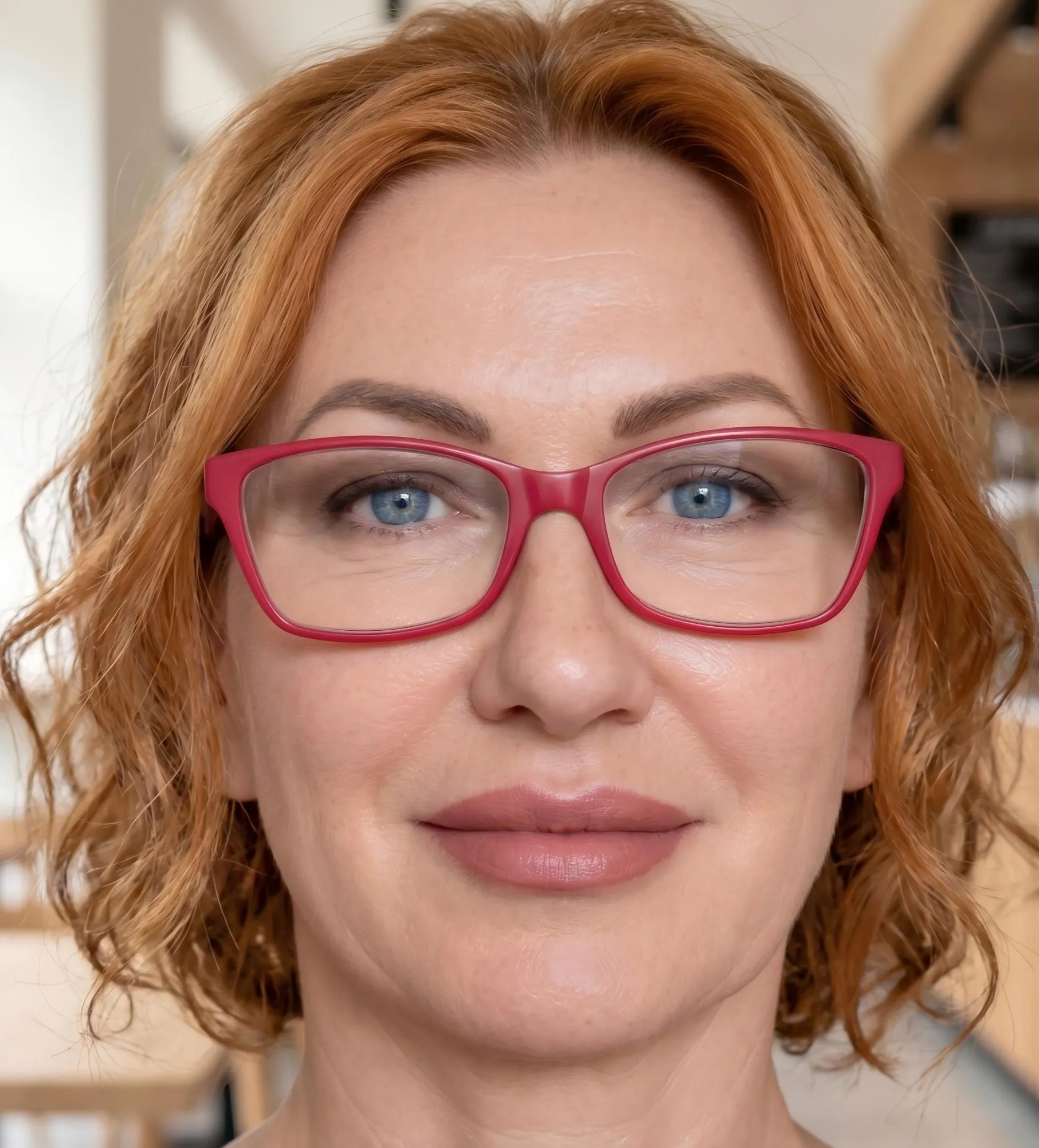 Portret Pani Em w czerwonych okularach